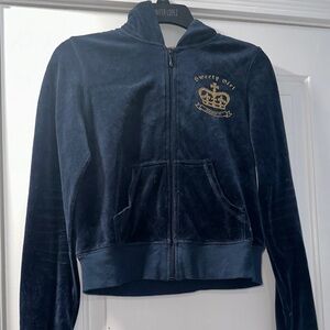 Vintage gadzooks hoodie Sweet Girl Navy Velour Hoodie